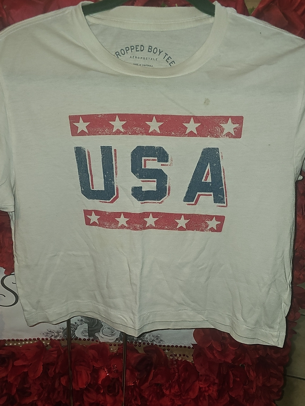Aeropostale "USA" Graphic Cropped Tee - Size Small